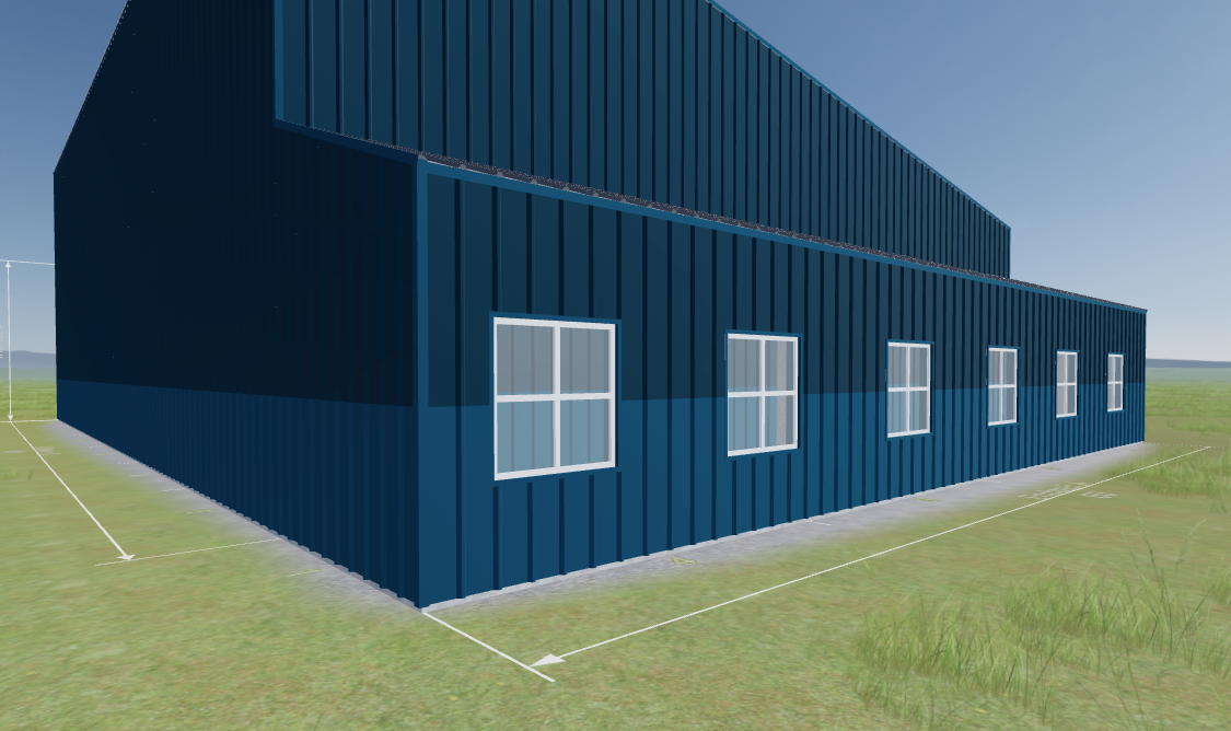 Exterior closeup of customized building